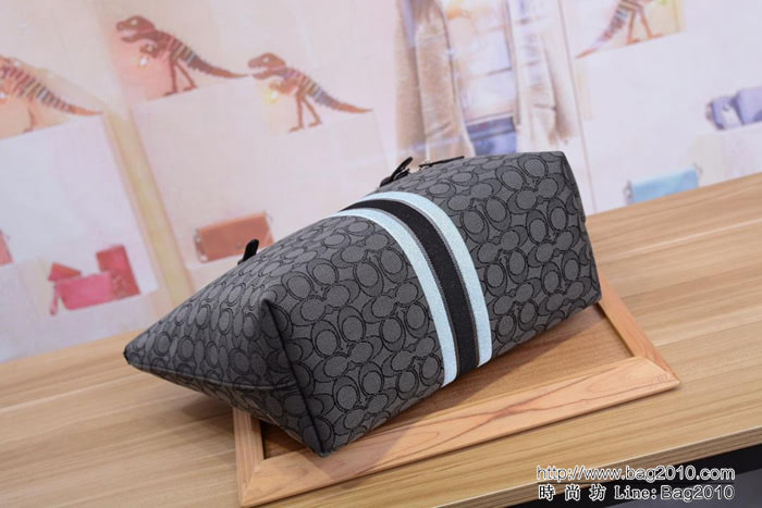 COACH蔻馳 F39043新款購物袋 經典帆布C字logo 四季百搭 手提肩背包  Chz1577